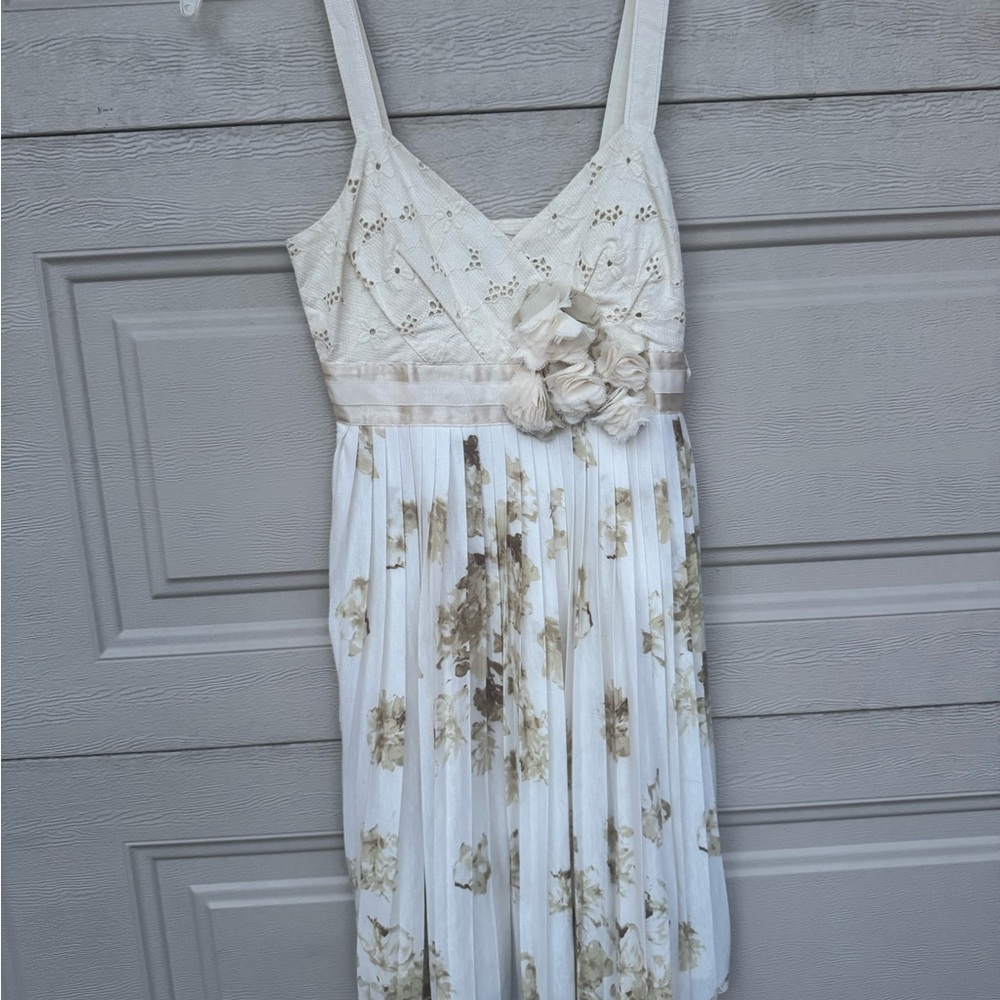 Deletta Anthropologie Cream Floral Dress